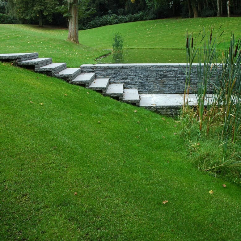 Pierre Bleue Belge - Escalier et marche de jardin - Finition : Clivé